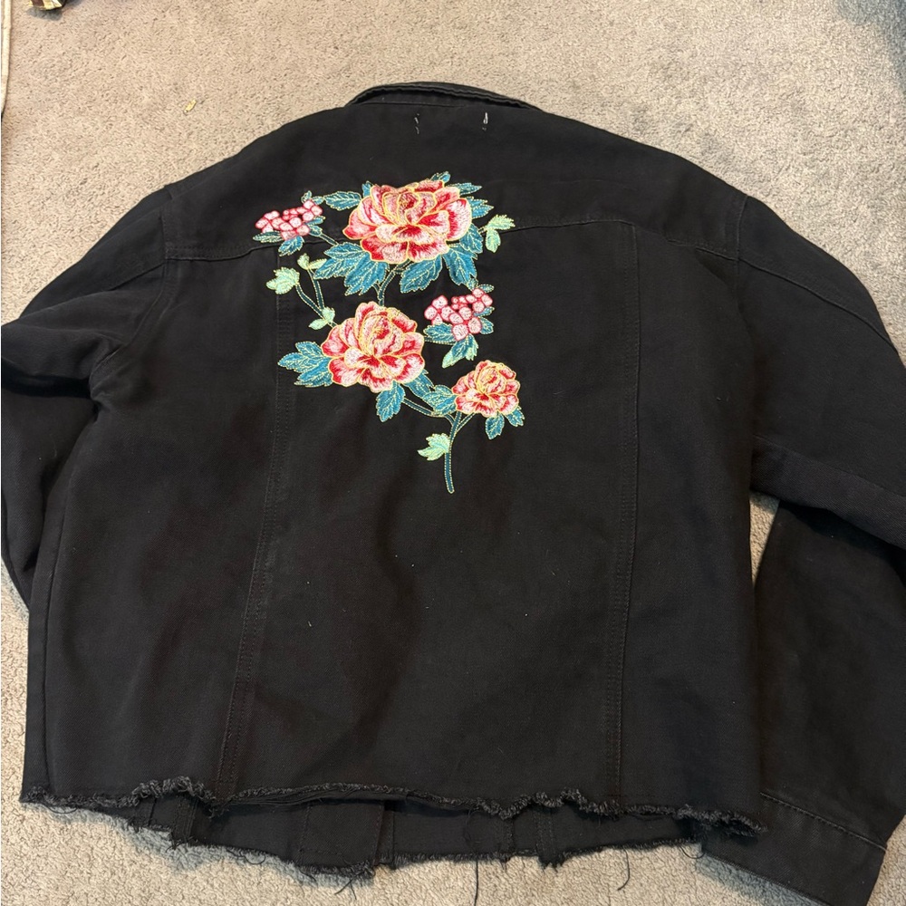Say What? Black Jacket with Floral Design